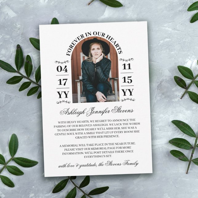 Elegantes Arch-Foto für immer im Herzen Ankündigung (Von Creator hochgeladen)