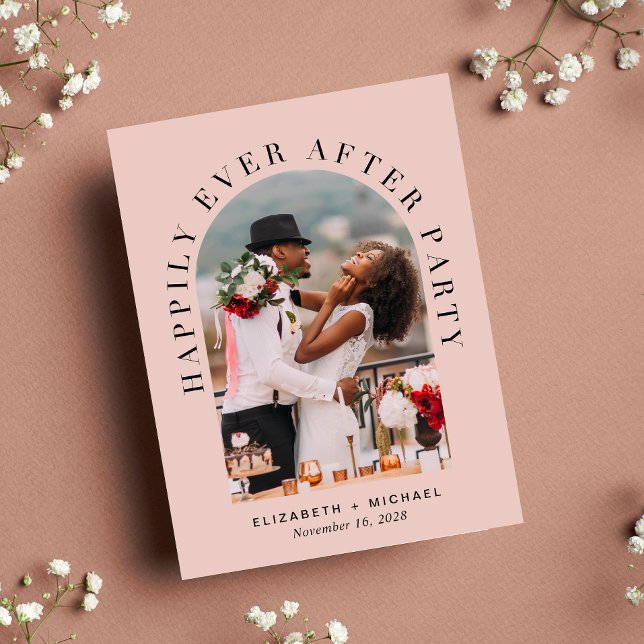 Elegantes Arch Foto Hochzeitsempfang Ankündigungspostkarte (Von Creator hochgeladen)