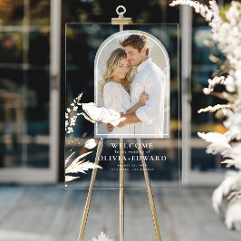 Elegantes Arch Foto und Wildblumen Hochzeit Willko Acrylschild