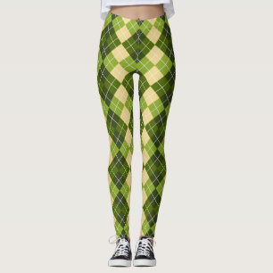 Elegantes Argyle-Muster in Grün und Gelb Diamant Leggings