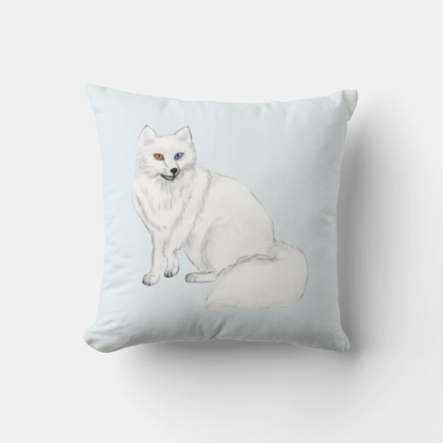 Elegantes Arktis-Fuchs-Kissen mit Schneeflockenmus Kissen (Vorderseite)