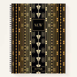 Elegantes Art Deco Abstraktes Monogramm Notizbuch