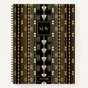 Elegantes Art Deco Abstraktes Monogramm Notizbuch