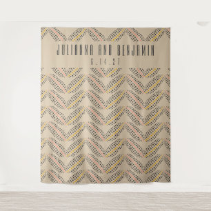 Elegantes Art Deco Beige Hochzeit Foto Hintergrund Wandteppich
