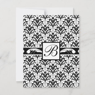 Elegantes Art Deco Blumen Damast Eigenes Monogramm Einladung
