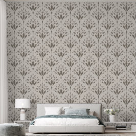 Elegantes Art Deco-Blumenmuster in neutralem Taupe Tapete