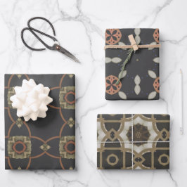 Elegantes Art Deco Earth Tones Vintages Muster Set Geschenkpapier Set
