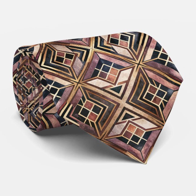Elegantes Art Deco Fliesenmuster Krawatte (Gerollt)