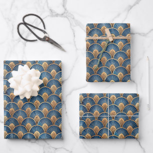 Elegantes Art Deco-Fliesenmuster-Party  Geschenkpapier Set
