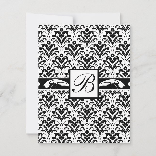 Elegantes Art Deco Floral Damask Custom Monogramm Einladung (Vorderseite)
