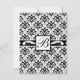 Elegantes Art Deco Floral Damask Custom Monogramm Einladung