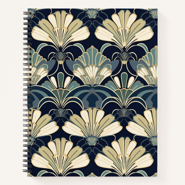 Elegantes Art Deco Gemustertes SpiralNotebook Notizbuch (Vorderseite)