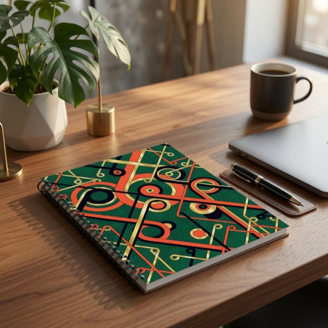 Elegantes Art Deco Geometric Spiral Notebook Notizbuch (Von Creator hochgeladen)