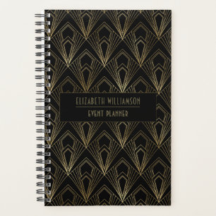 Elegantes Art Deco Geometrisches Muster  Schwarz u Planer