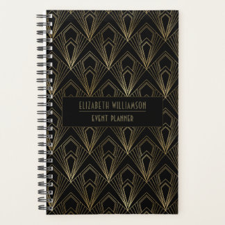 Elegantes Art Deco Geometrisches Muster| Schwarz u Planer