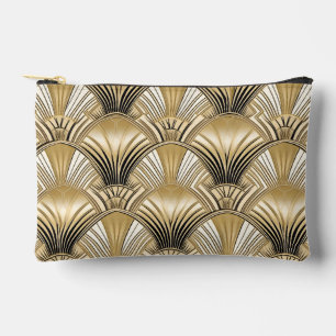 Elegantes Art Deco Gold Schwarz Muster Zubehörtasche