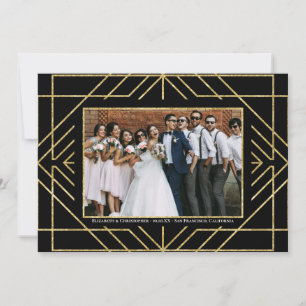 Elegantes Art Deco Gold Schwarzes Foto Vielen Dank Save The Date