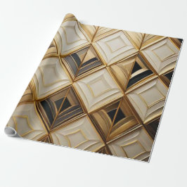 Elegantes Art Deco Gold- und Cremefarbenes geometr Geschenkpapier