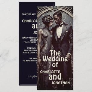Elegantes Art Deco Hochzeitspaar - Einladung