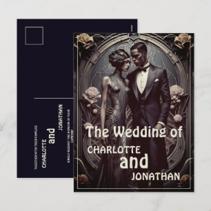 Elegantes Art Deco Hochzeitspaar - Einladung