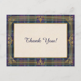 Elegantes Art Deco Karo Danke schön Postkarte