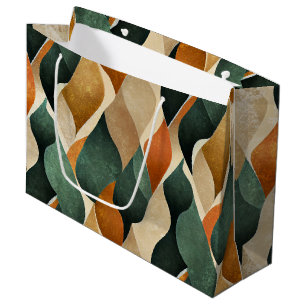 Elegantes Art Deco-Muster in tiefem Grün und Gold Große Geschenktüte