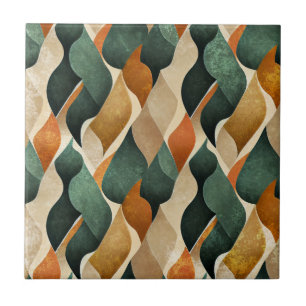 Elegantes Art Deco-Muster in Tiefgrün und Gold Fliese