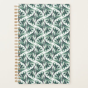 Elegantes Art Deco-Muster mit grünem Laub Planer