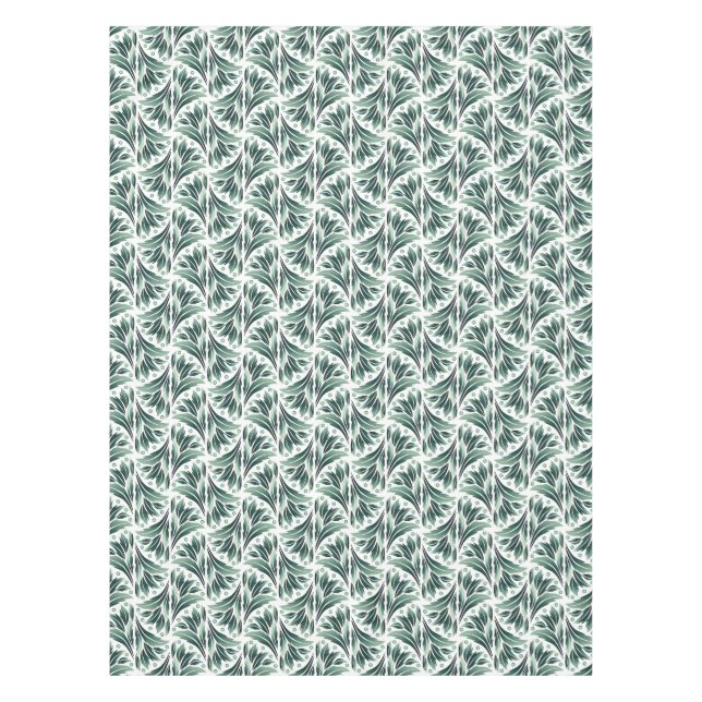 Elegantes Art Deco-Muster mit grünem Laub Tischdecke (Vorderseite)