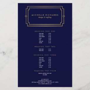 Elegantes Art Deco Professional Navy/Gold Flyer