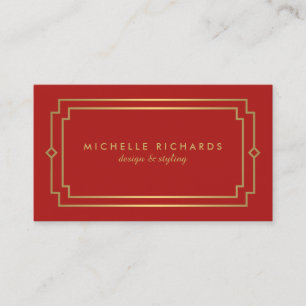 Elegantes Art Deco Profi Rot/Gold Visitenkarte