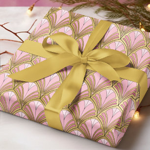 Elegantes Art Deco Rosa Gold Luxus Vintage Muster Geschenkpapier