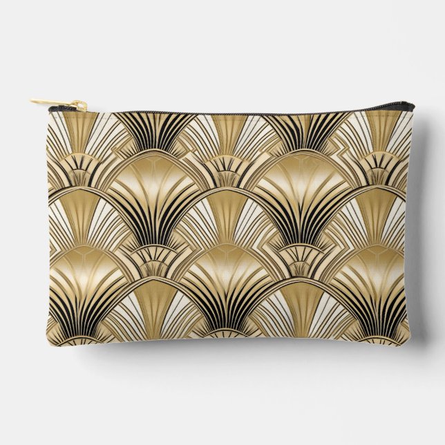 Elegantes Art Deco Schwarzes Muster Zubehörtasche (Vorderseite)