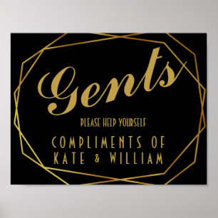 Elegantes Art Deko Gents Toilettenschild