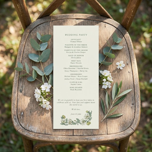Elegantes Art Nouveau Blumeneinladungsprogramm zur Programm (Elegant art nouveau floral wedding program)