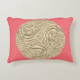 Elegantes Art Nouveau Gold Korallenrosa Dekokissen