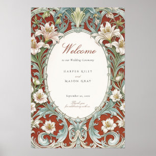 Elegantes Art Nouveau Hochzeits-Willkommensschild Poster