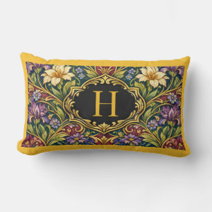 Elegantes Art Nouveau Monogramm Florales Vintage-D Lendenkissen