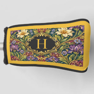 Elegantes Art Nouveau-Monogramm mit floralem Vinta Golf Headcover