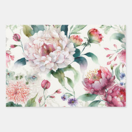 Elegantes, asiatisches Blumenmuster Geschenkpapier Set