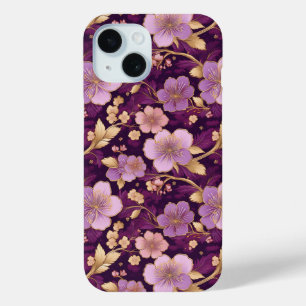 Elegantes asiatisches Blumenmuster in Lila Case-Mate iPhone Hülle
