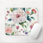 Elegantes, asiatisches Blumenmuster Mousepad<br><div class="desc">Watercolor elegante zarte asiatische Blumenmuster Maus-Pad.</div>
