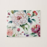 Elegantes, asiatisches Blumenmuster Puzzle<br><div class="desc">Watercolor elegantes zartes asiatisches Blumenmuster-Puzzle.</div>