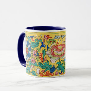 Elegantes asiatisches Blumenmuster Schöner Hinterg Tasse