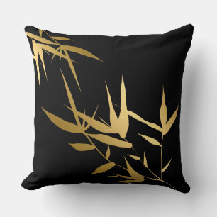 Elegantes asiatisches schwarzes Gold-Bambus 1 Kissen