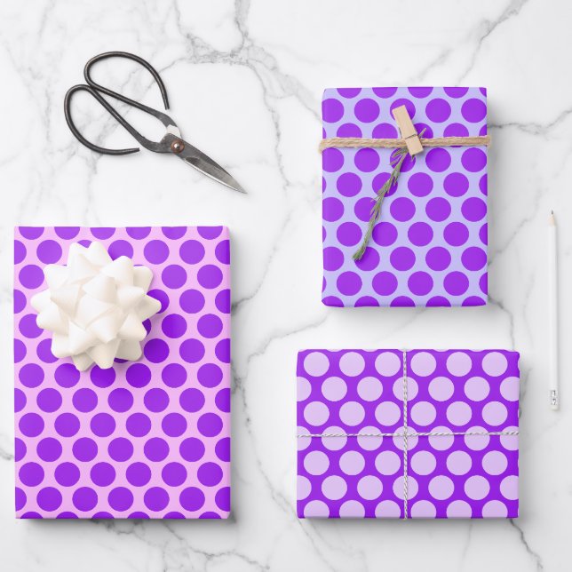 Elegantes ästhetisches Lila Mustergeschenk Geschenkpapier Set (Vorderseite)