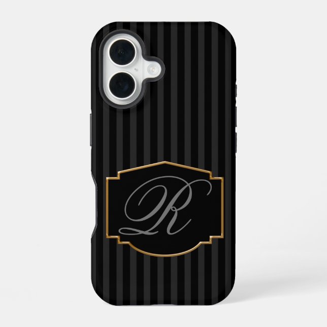 Elegantes, ausgeklügeltes Monogramm iPhone 16 Hülle (Rückseite)