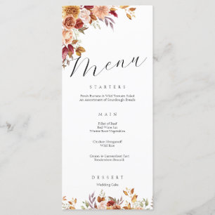 Elegantes autotanisches Hochzeitsmenü Menükarte