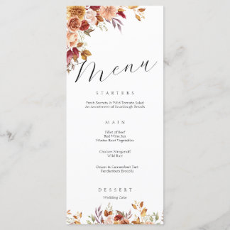 Elegantes autotanisches Hochzeitsmenü Menükarte