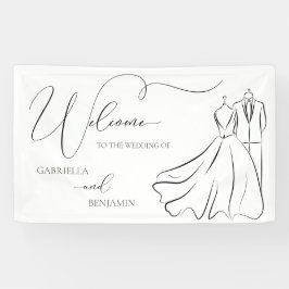 Elegantes B&W Tux & Dress Wedding Willkommen Banner